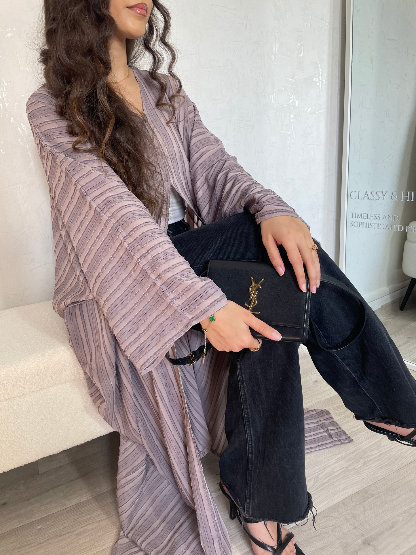 Abaya Dubaï violet / vieux rose
