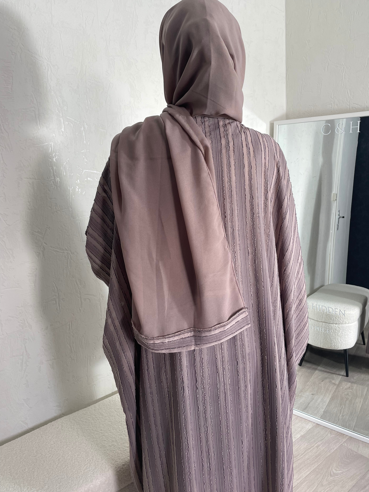 Abaya Dubaï violet / vieux rose