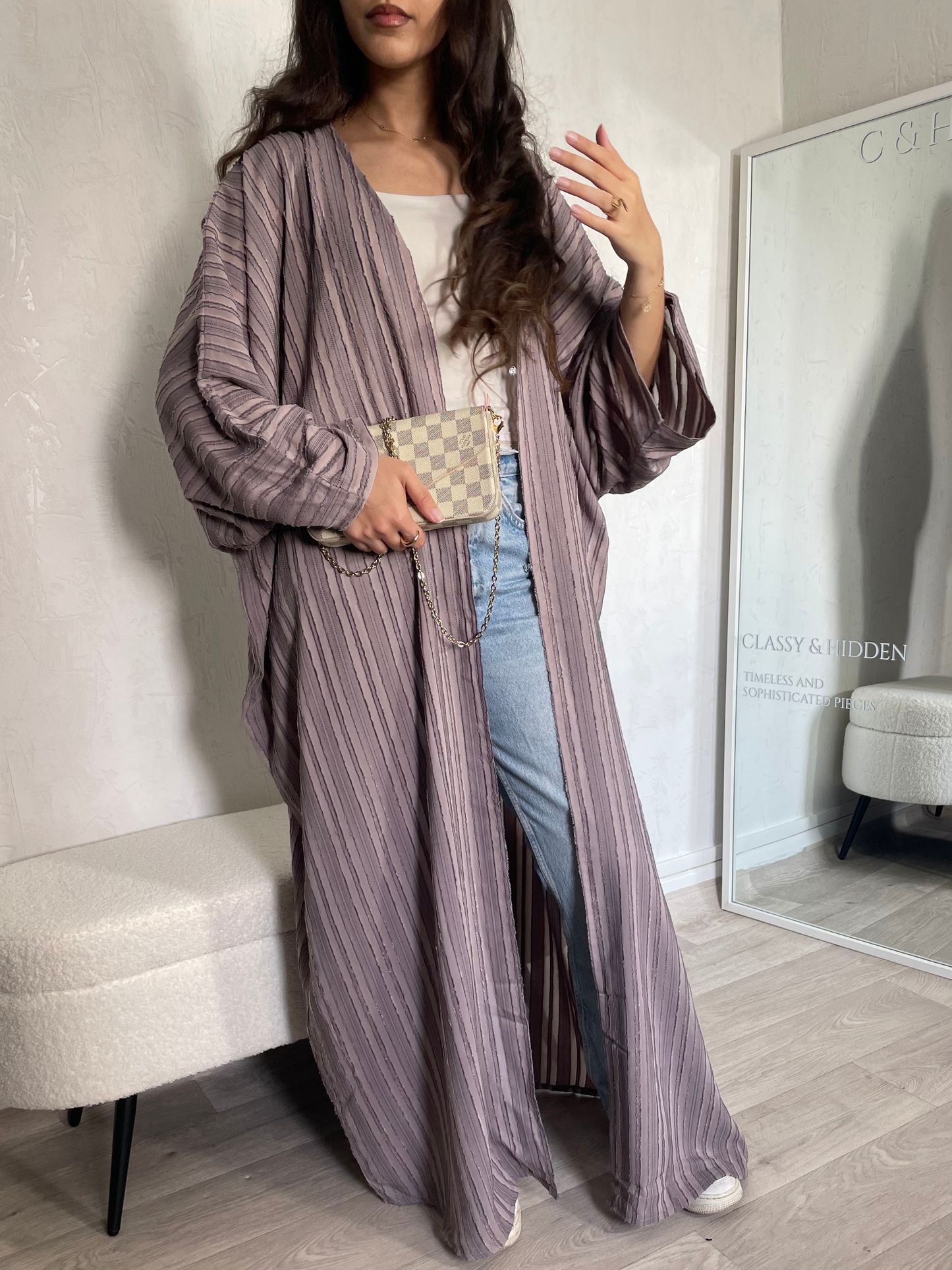 Abaya Dubaï violet / vieux rose