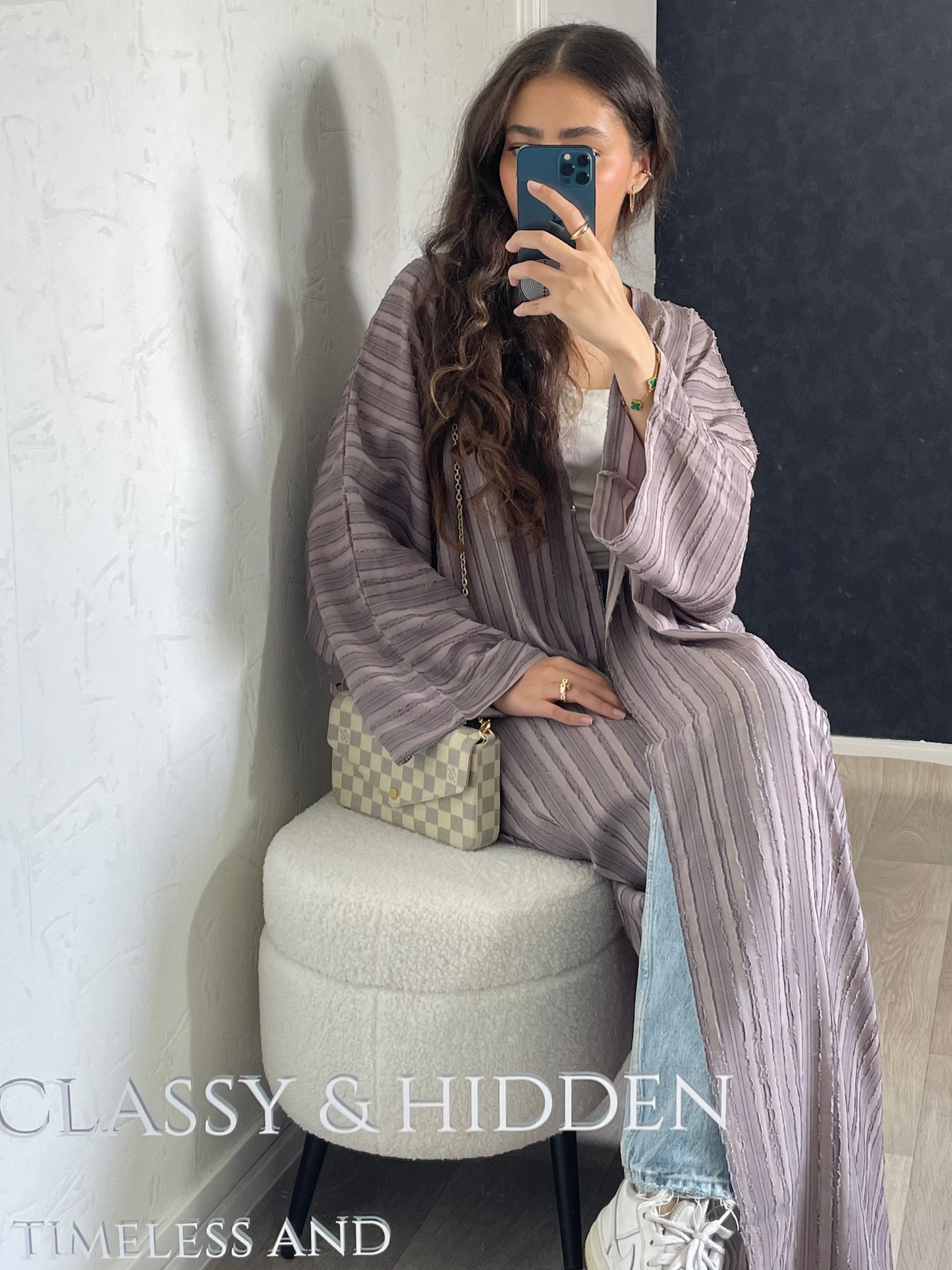 Abaya Dubaï violet / vieux rose