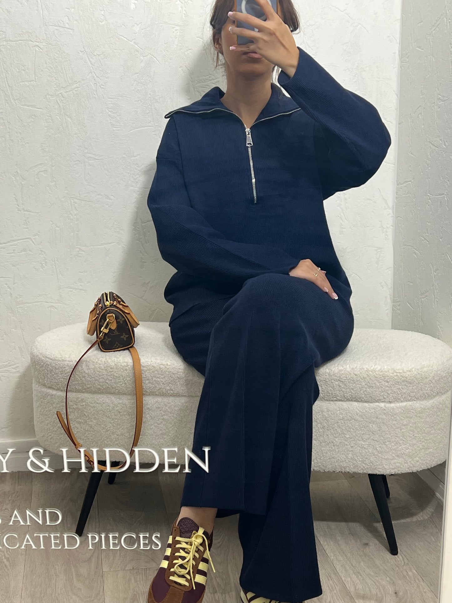 Ensemble Maille Zippé – Bleu Nuit