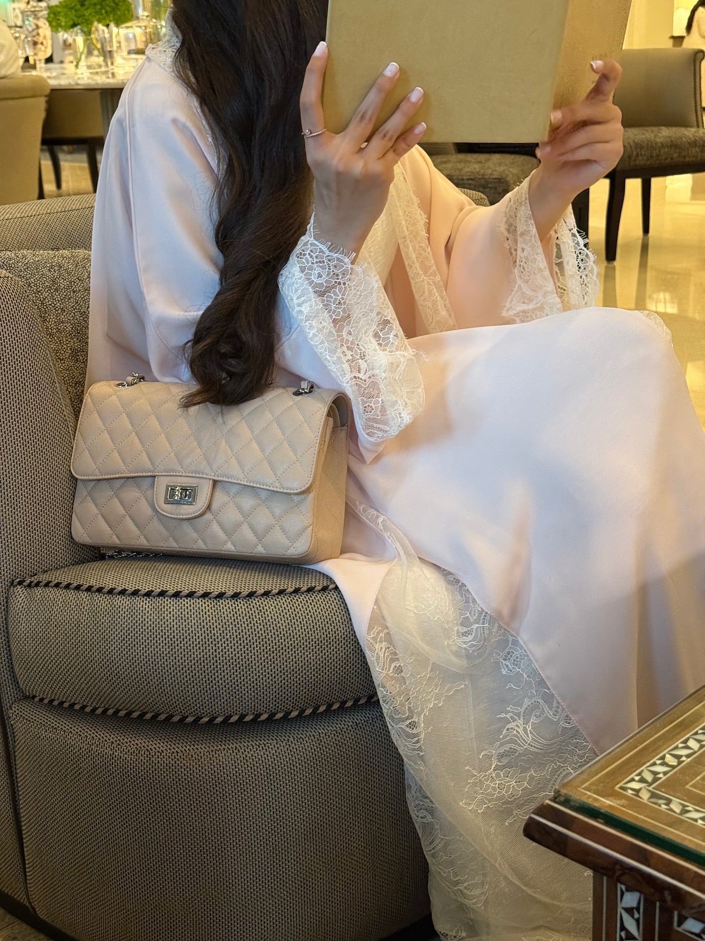 Blush Lace Abaya