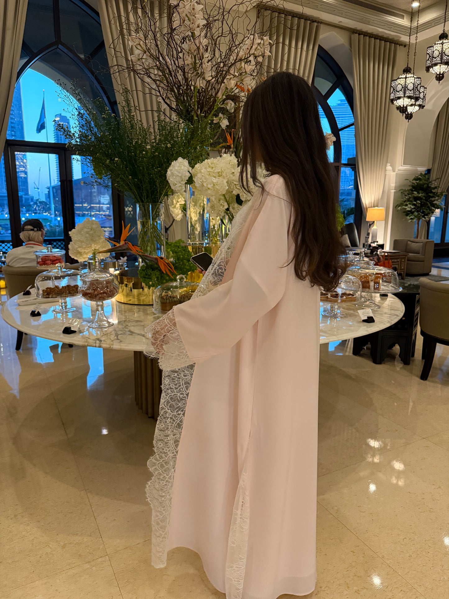 Blush Lace Abaya