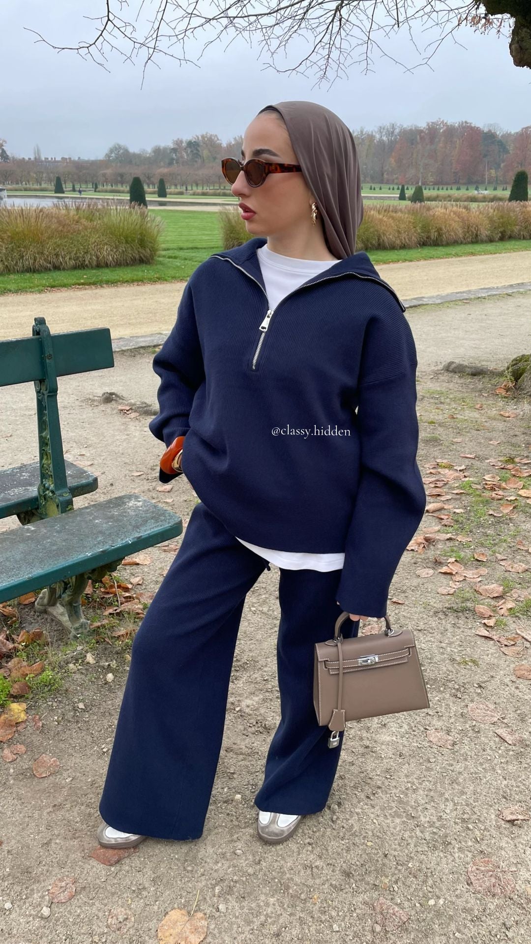 Zip-Up Knit Set – Midnight Blue